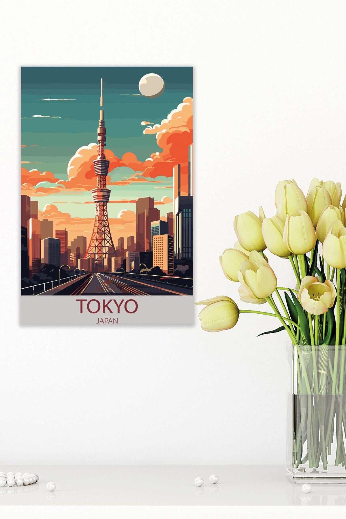 Tokyo görselli 18x27 cm MDF ahşap duvar tablosu
