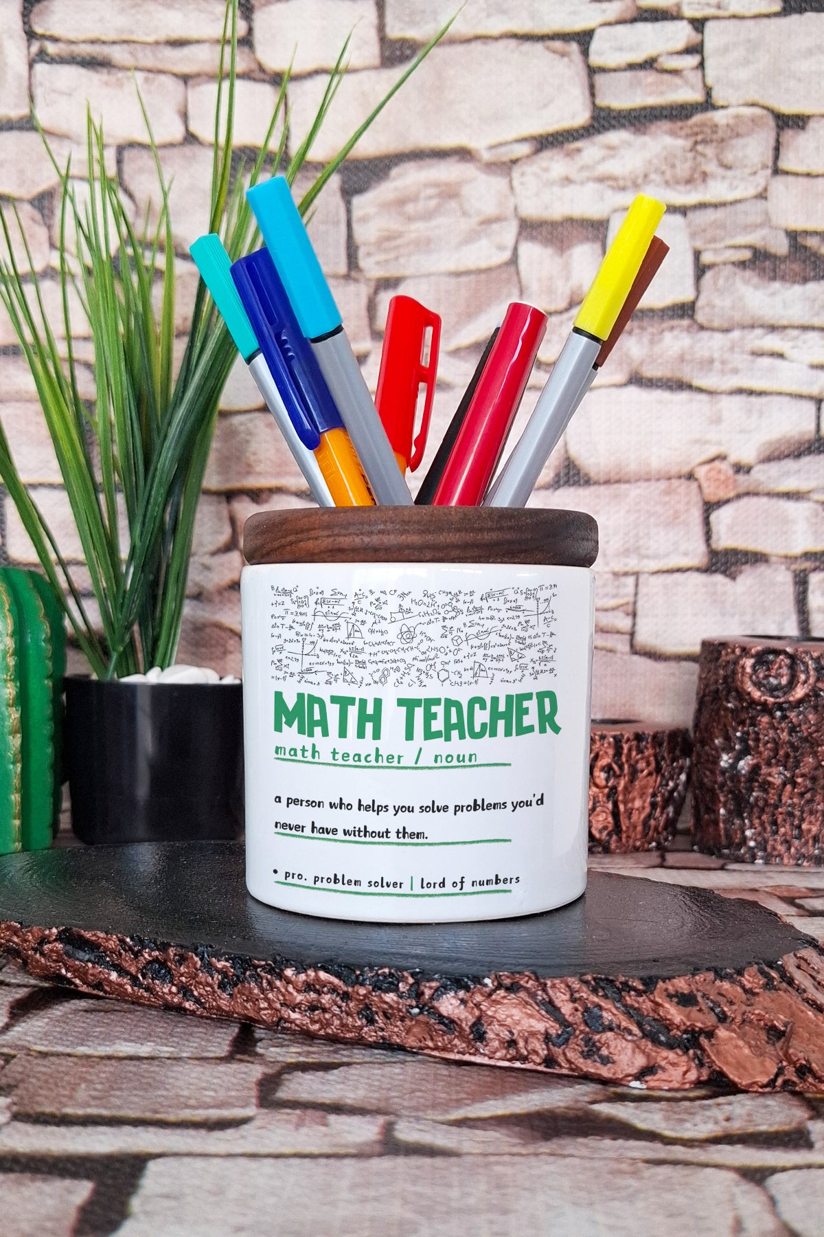 Math Teacher Noun Matematik Öğretmeni Sözlük Anlamı tasarımlı seramik kalemlik