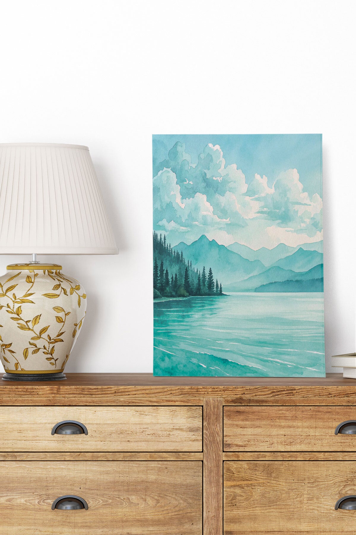 Göl ve Orman Manzaralı No 3 görselli 18x27 cm MDF ahşap duvar tablosu
