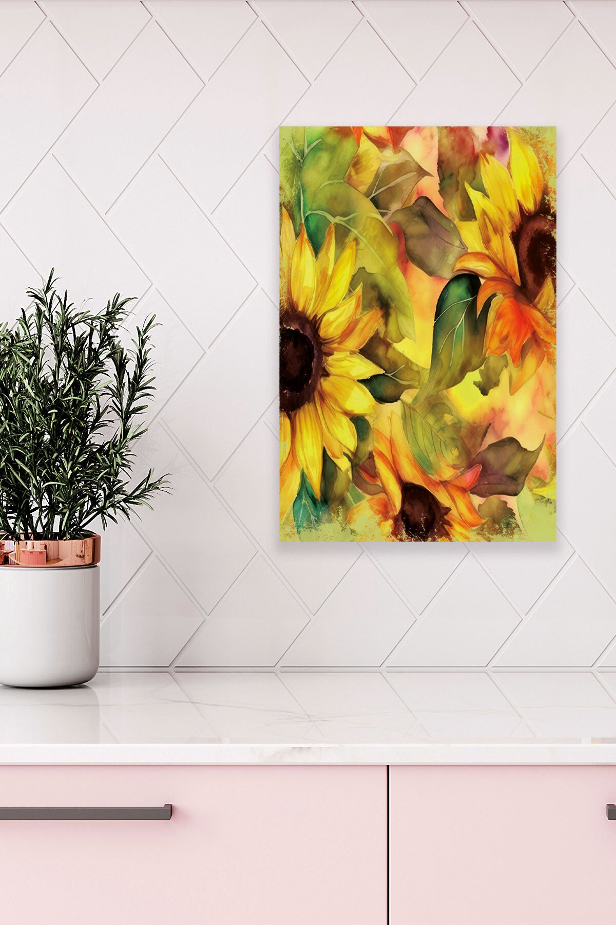 Ayçiçekleri temalı No 1 görselli 18x27 cm MDF ahşap duvar tablosu