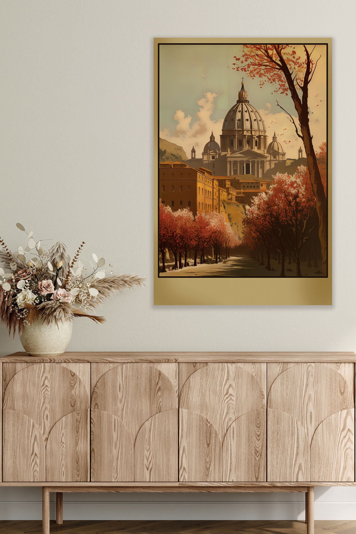 Retro İtalya temalı No 4 görselli 18x27 cm MDF ahşap duvar tablosu