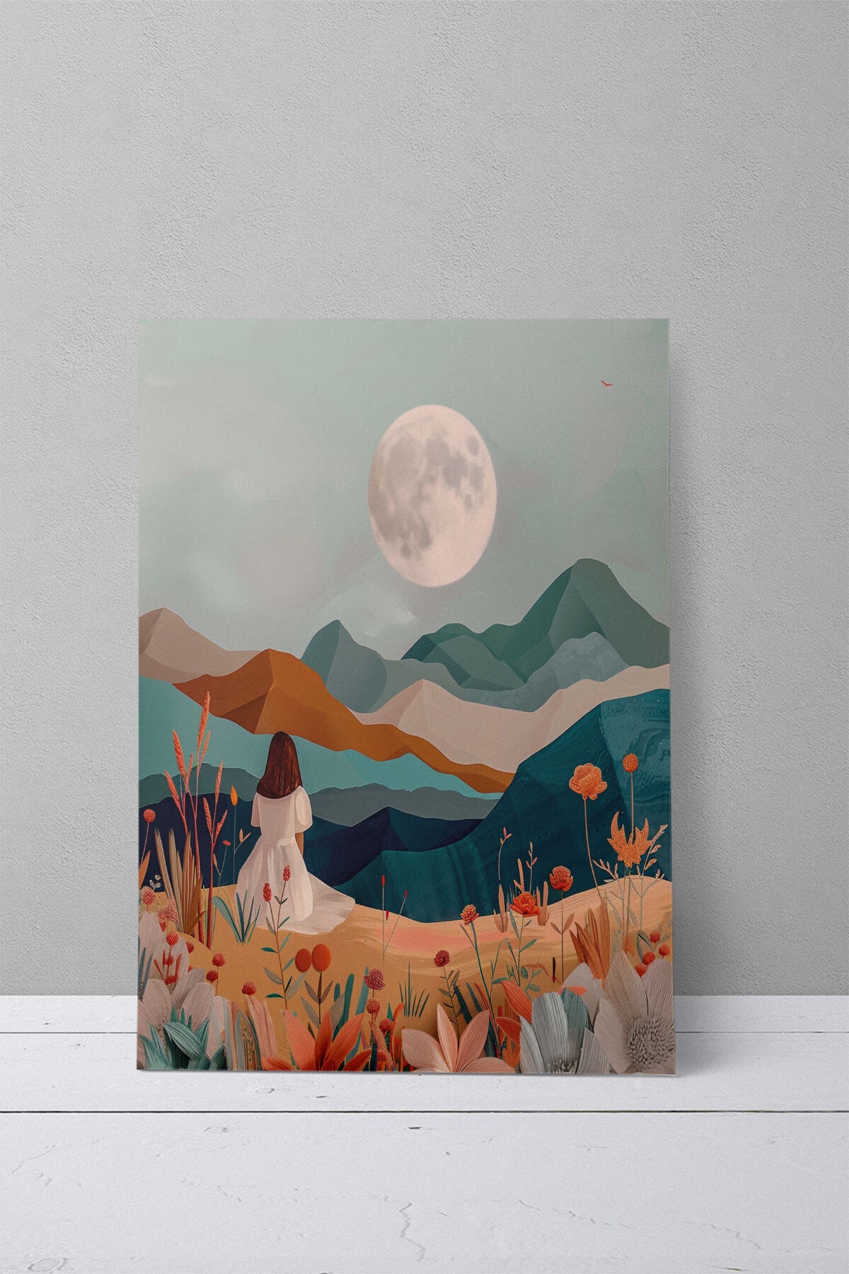 Bohem Doğa temalı No 4 görselli 18x27 cm MDF ahşap duvar tablosu