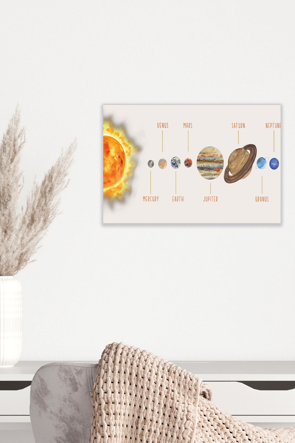 Güneş Sistemi Solar System No 3 görselli 18x27 cm MDF ahşap duvar tablosu