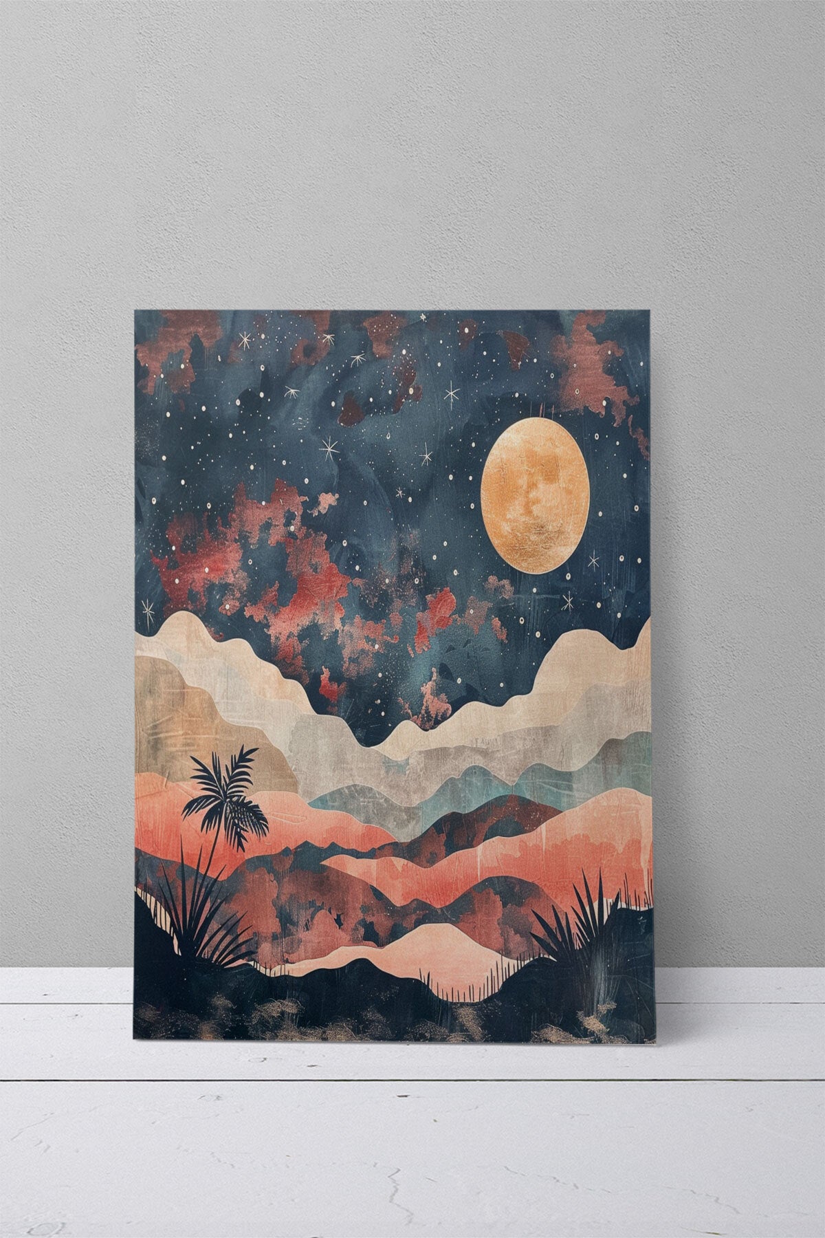 Bohem Doğa temalı No 7 görselli 18x27 cm MDF ahşap duvar tablosu