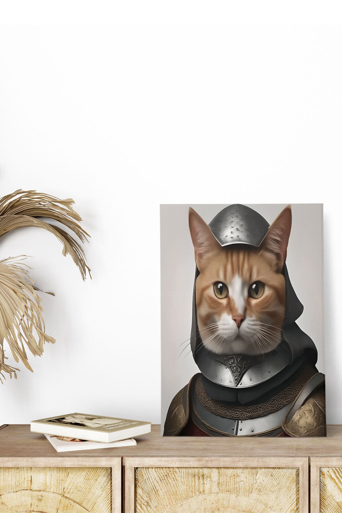Ortaçağ Kedi temalı No 2 görselli 18x27 cm MDF ahşap duvar tablosu