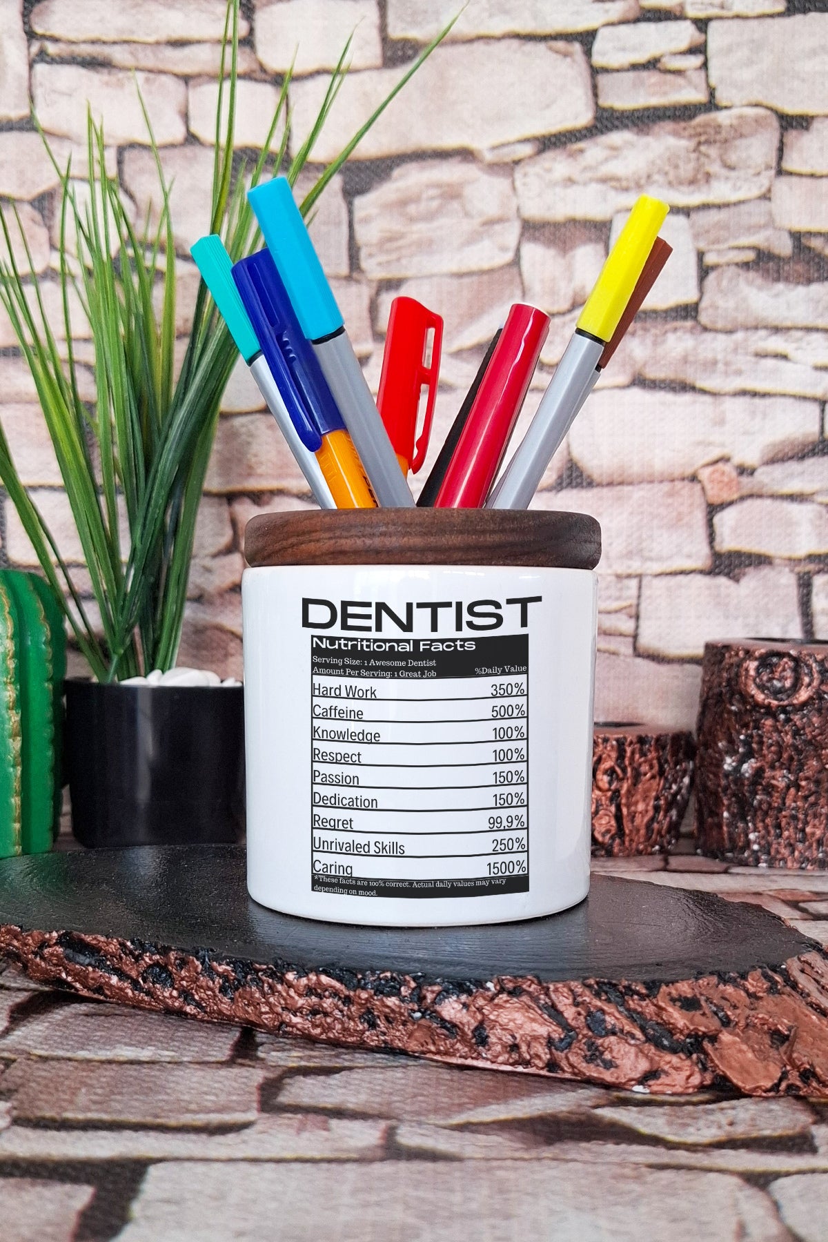 Dentıst Nutrıtıonal Facts Dişçi Diş Hekimi Diş Doktoru Hediyelik tasarımlı seramik kalemlik