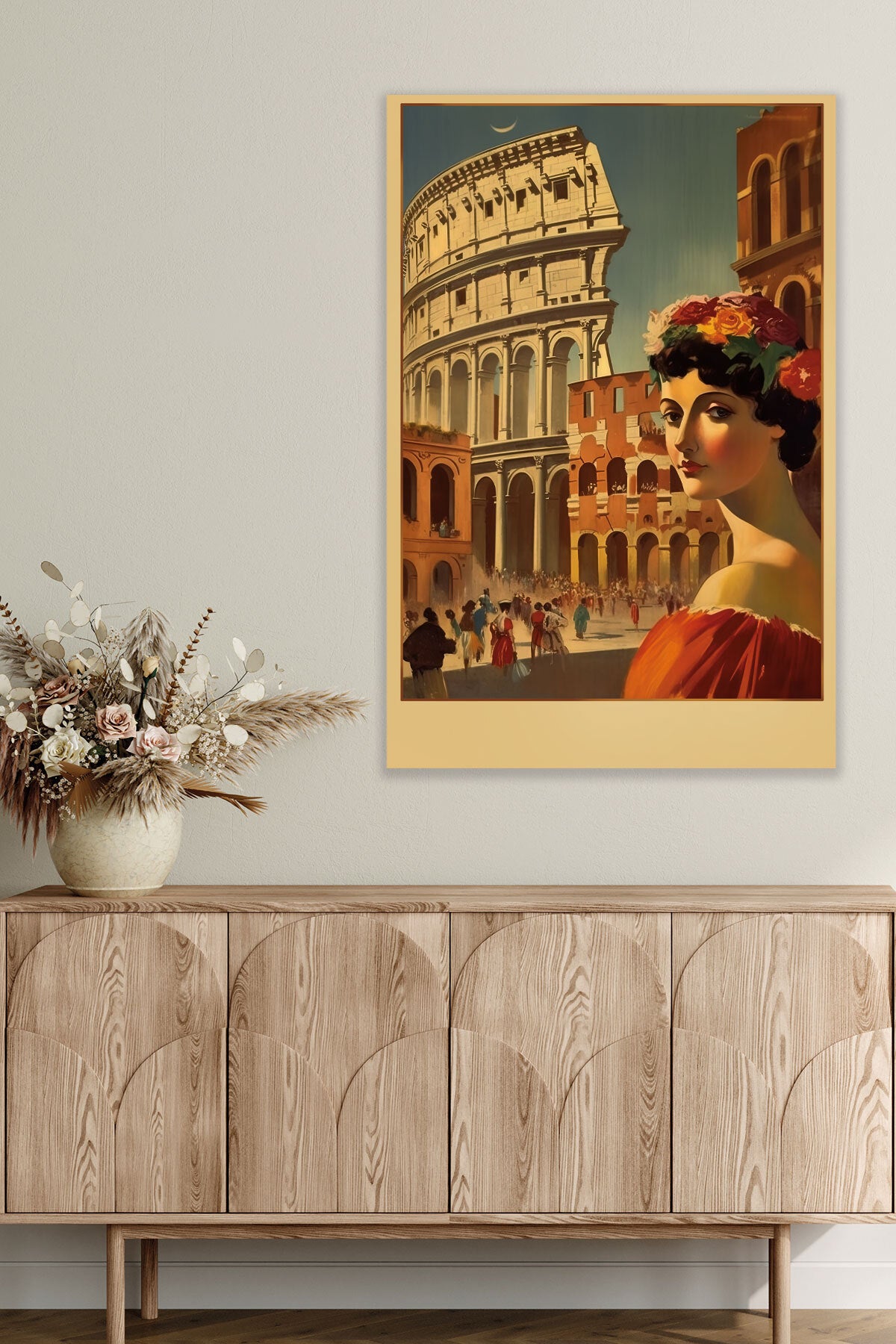 Retro İtalya temalı No 2 görselli 18x27 cm MDF ahşap duvar tablosu