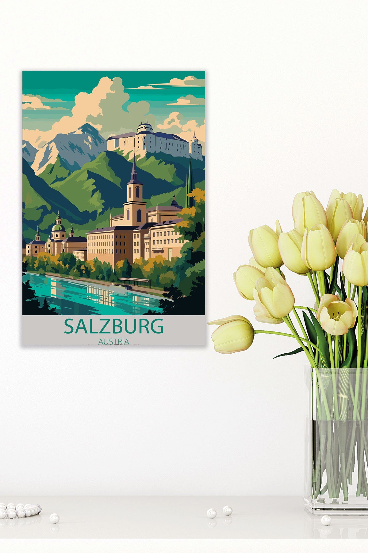 Salzburg görselli 18x27 cm MDF ahşap duvar tablosu