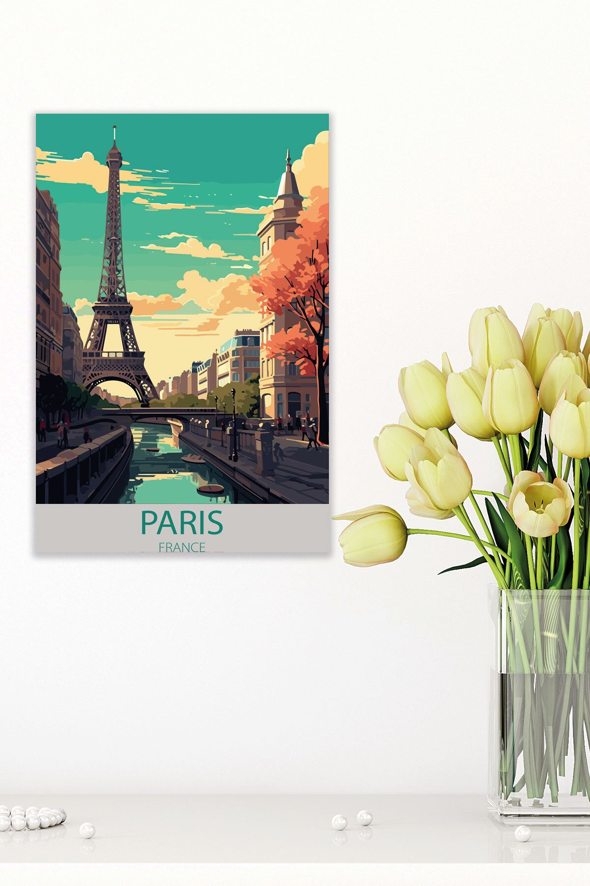 Paris Eyfel görselli 18x27 cm MDF ahşap duvar tablosu