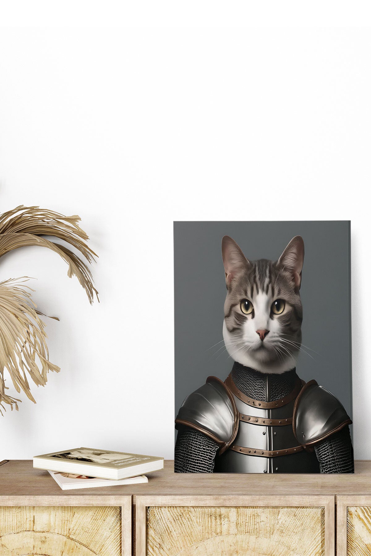 Ortaçağ Kedi temalı No 7 görselli 18x27 cm MDF ahşap duvar tablosu