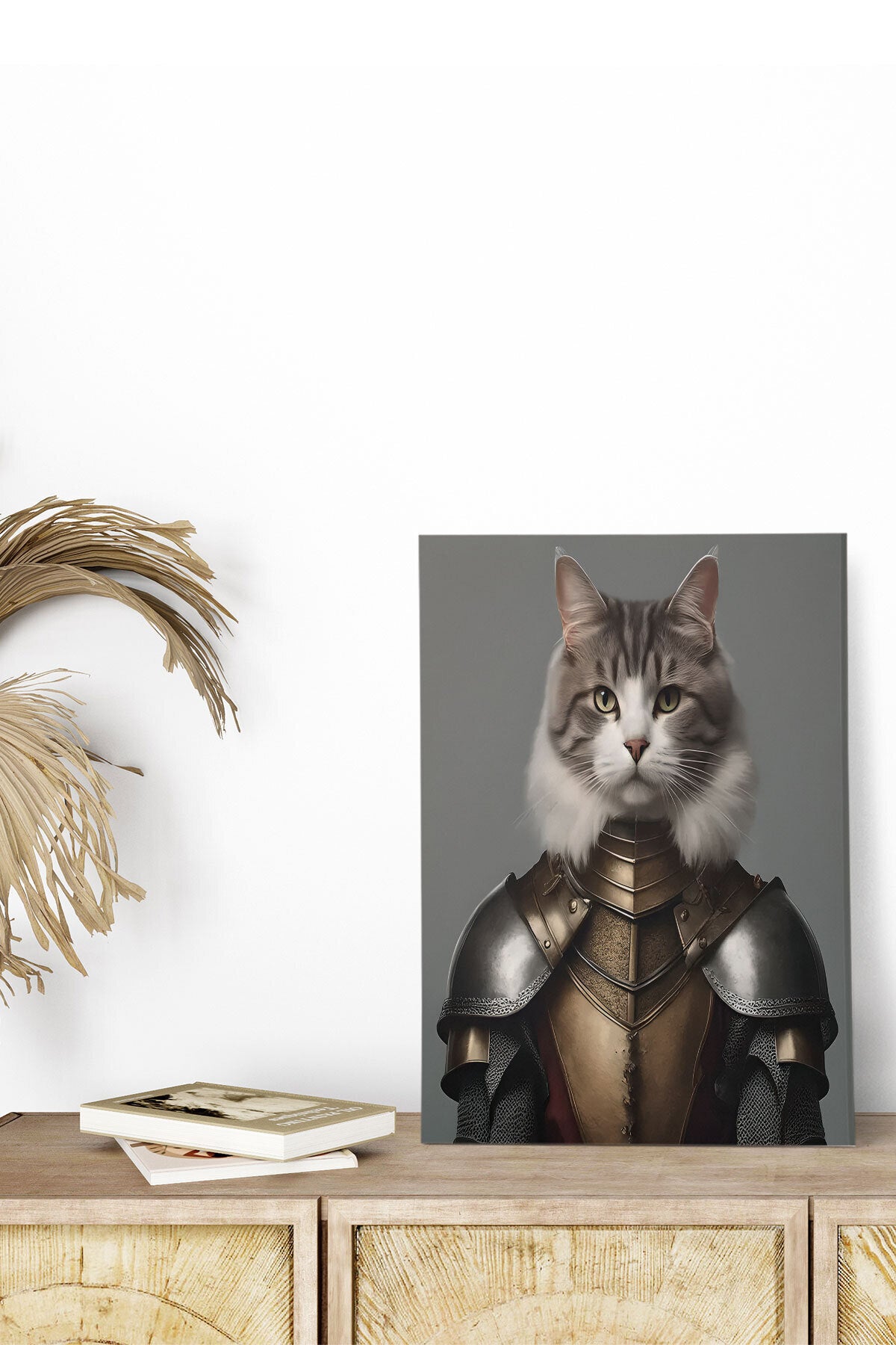 Ortaçağ Kedi temalı No 8 görselli 18x27 cm MDF ahşap duvar tablosu
