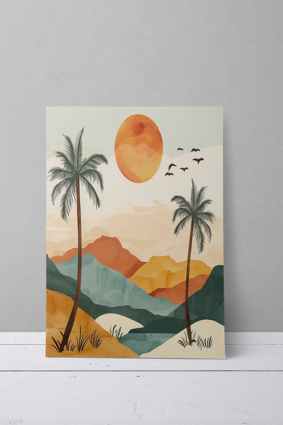 Bohem Doğa temalı No 20 görselli 18x27 cm MDF ahşap duvar tablosu