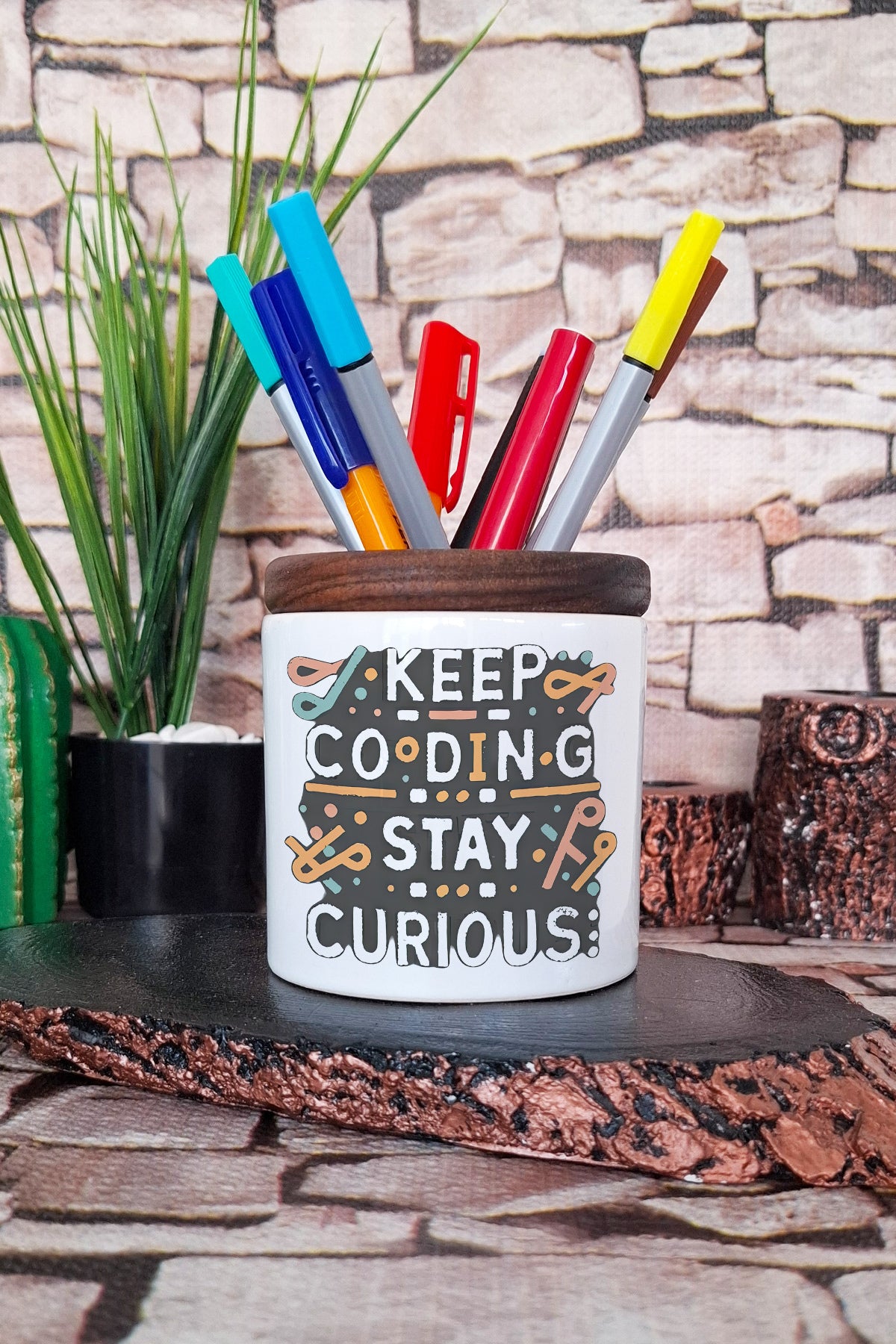 Keep Coding Yazılımcı Mühendis Komik Hediyelik tasarımlı seramik kalemlik