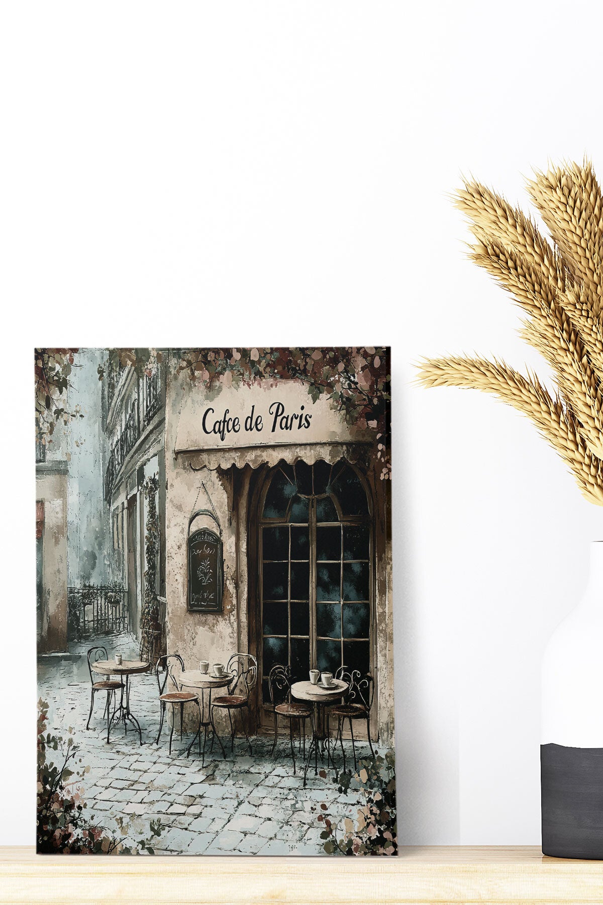 Cafe De Paris No 9 görselli 18x27 cm MDF ahşap duvar tablosu