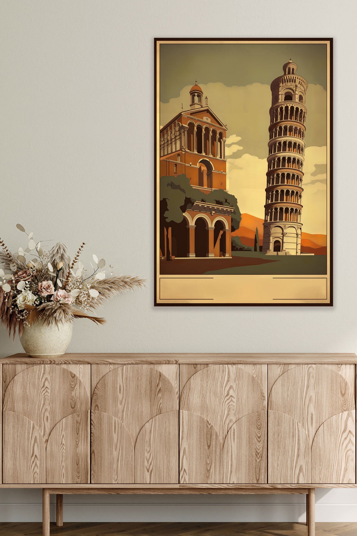 Retro İtalya temalı No 8 görselli 18x27 cm MDF ahşap duvar tablosu