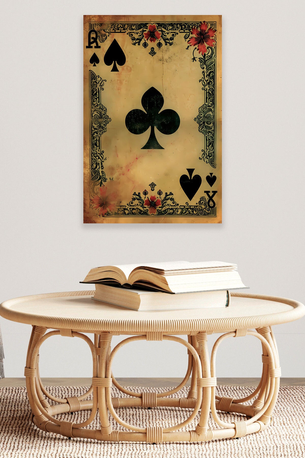 İskambil Kağıdı temalı No 5 görselli 18x27 cm MDF ahşap duvar tablosu