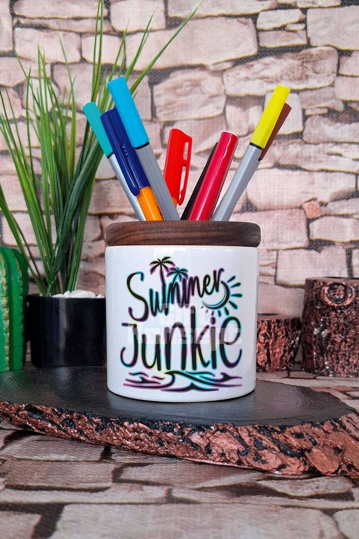 Summer Junkie tasarımlı seramik kalemlik
