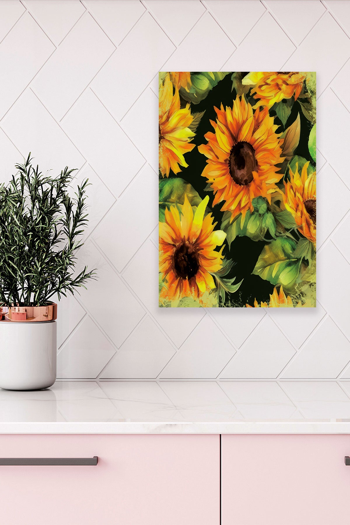 Ayçiçekleri temalı No 2 görselli 18x27 cm MDF ahşap duvar tablosu