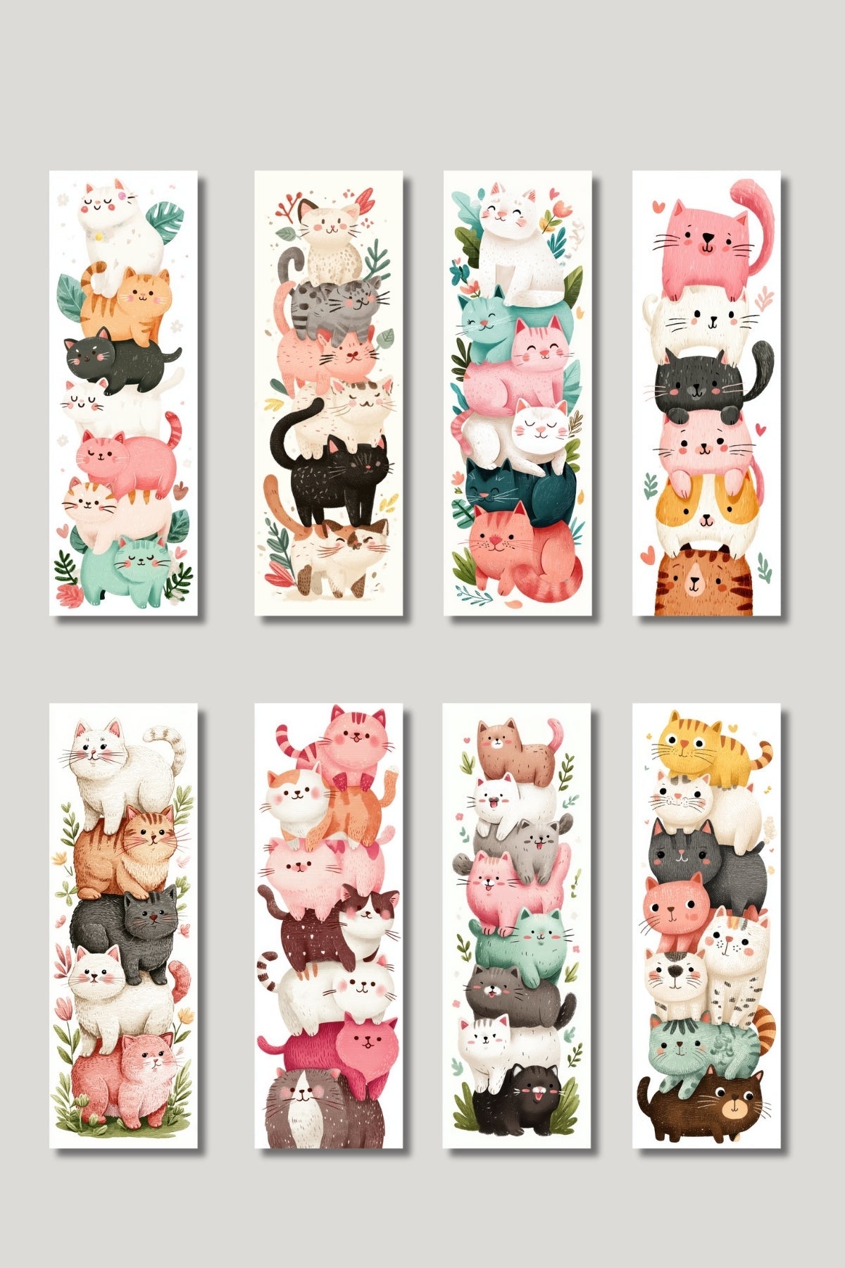 Sevimli Kediler Tasarım Hediyelik 8'li Kitap Ayracı Seti