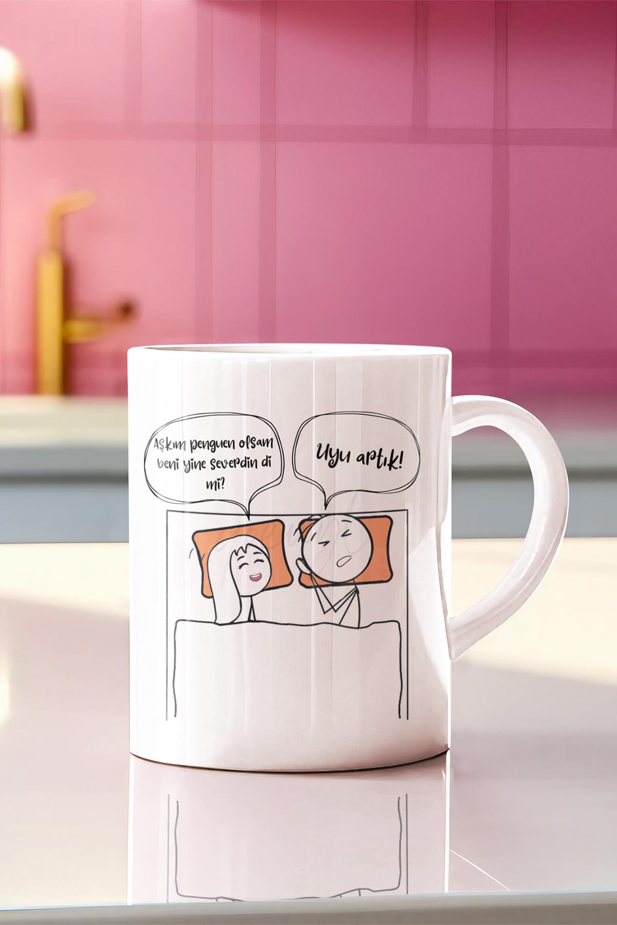 2025 Aşkım Uyu Artık Serisi Komik Yazı Baskılı Eş,Karı-Koca, Sevgili Hediyelik Eğlenceli Kupa Bardak