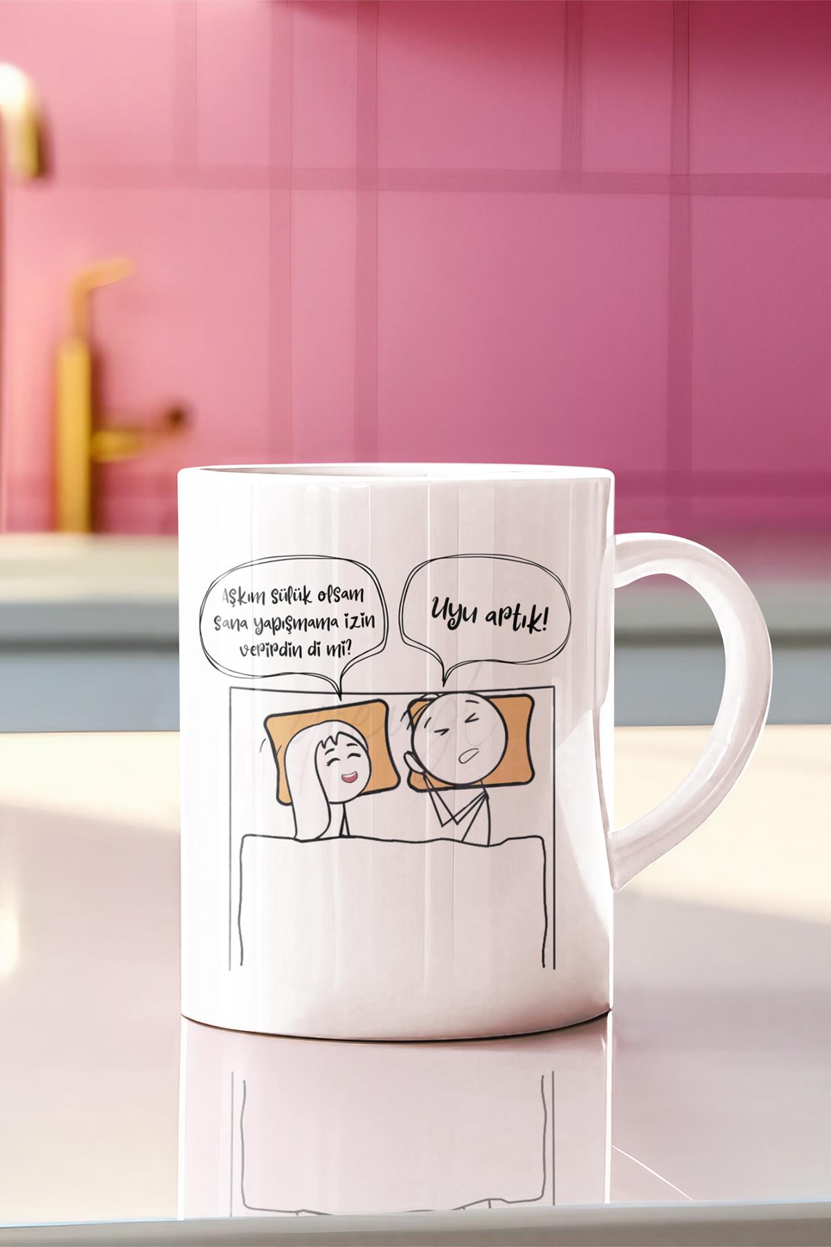 2025 Aşkım Uyu Artık Serisi Komik Yazı Baskılı Eş,Karı-Koca, Sevgili Hediyelik Eğlenceli Kupa Bardak