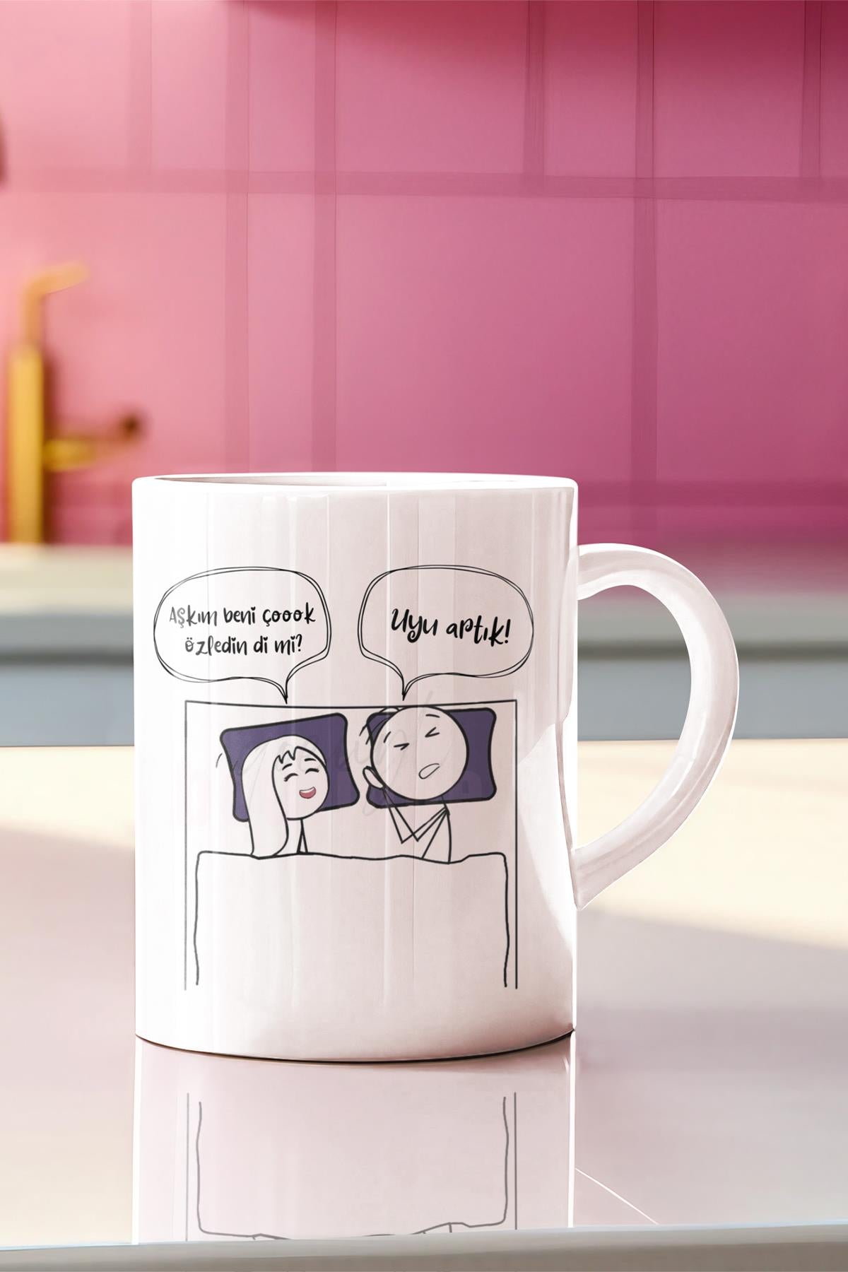 2025 Aşkım Uyu Artık Serisi Komik Yazı Baskılı Eş,Karı-Koca, Sevgili Hediyelik Eğlenceli Kupa Bardak