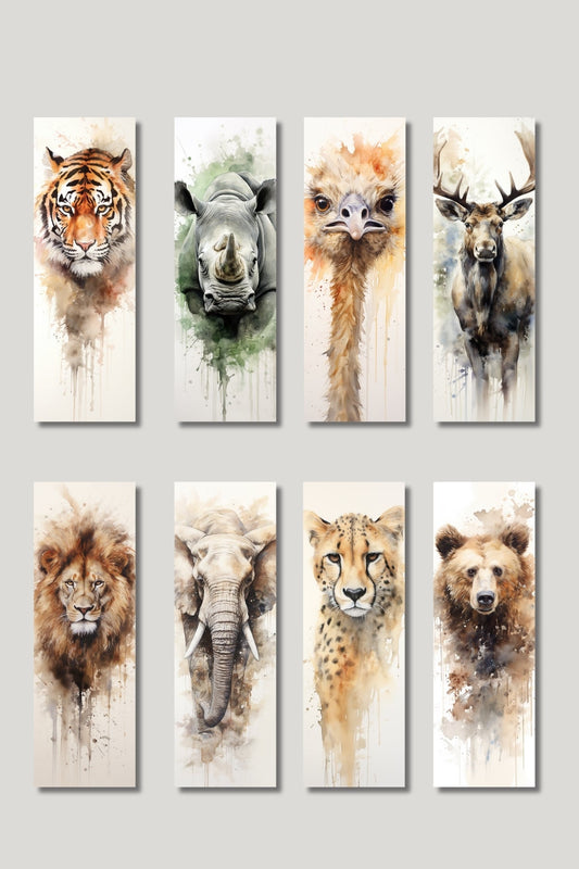 Vahşi Hayvanlar Tasarım Hediyelik 8'li Kitap Ayracı Seti