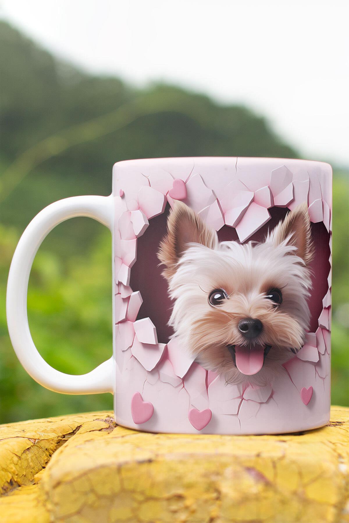 3D Görünümlü Sevimli Köpek Hediyelik No:1 3D Tasarım Baskılı Kupa Bardak Mug