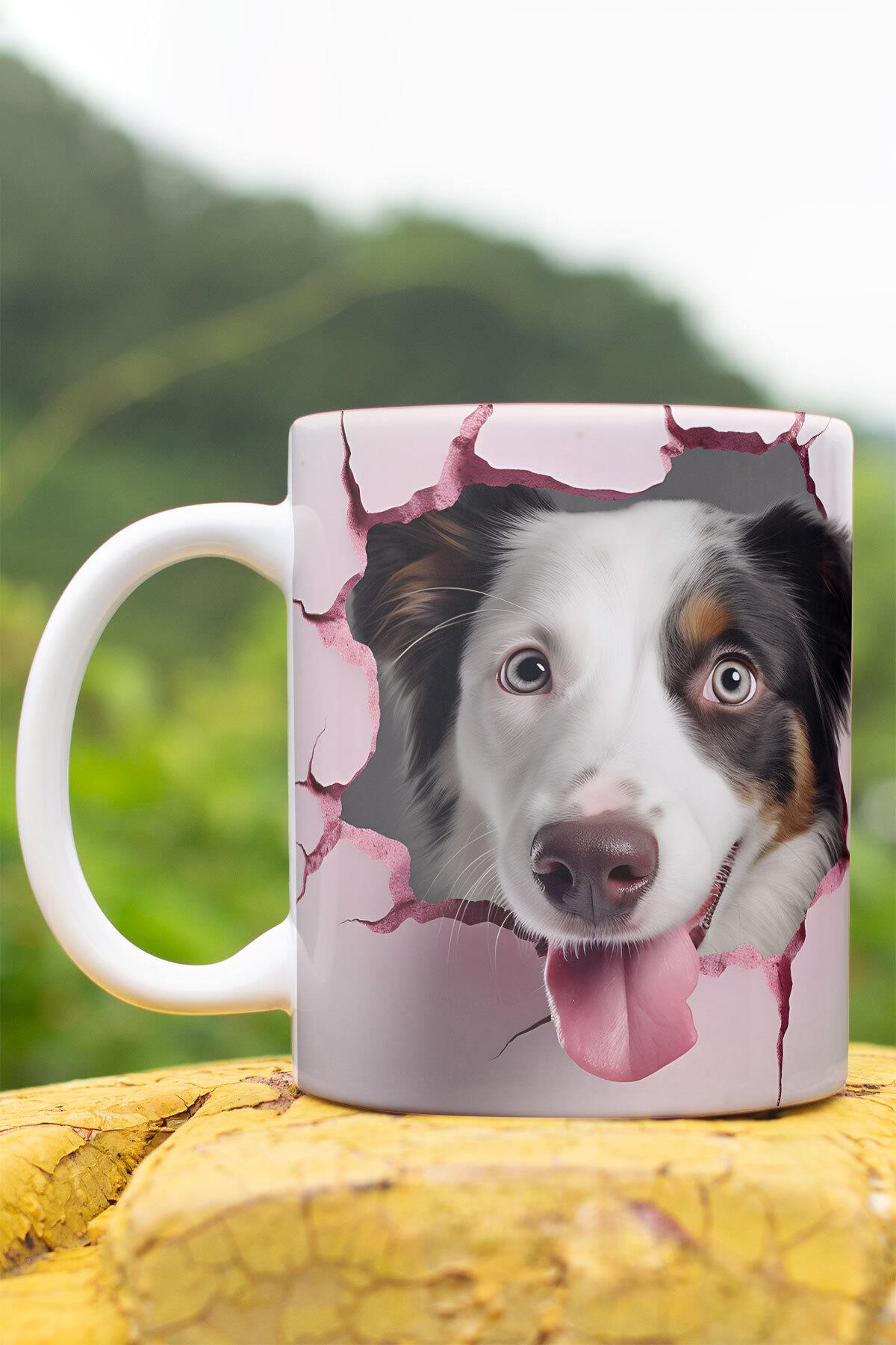 3D Görünümlü Sevimli Köpek Hediyelik No:1 3D Tasarım Baskılı Kupa Bardak Mug
