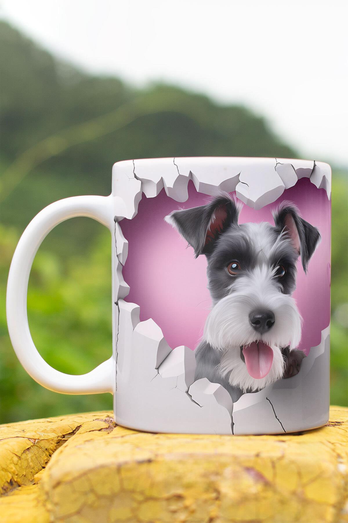 3D Görünümlü Sevimli Köpek Hediyelik No:1 3D Tasarım Baskılı Kupa Bardak Mug