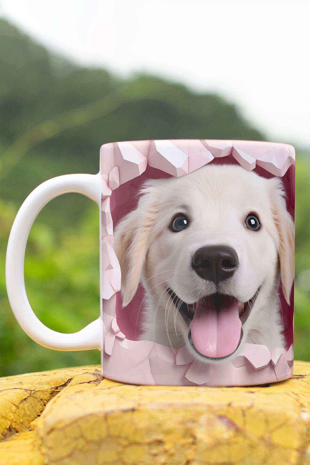 3D Görünümlü Sevimli Köpek Hediyelik No:1 3D Tasarım Baskılı Kupa Bardak Mug