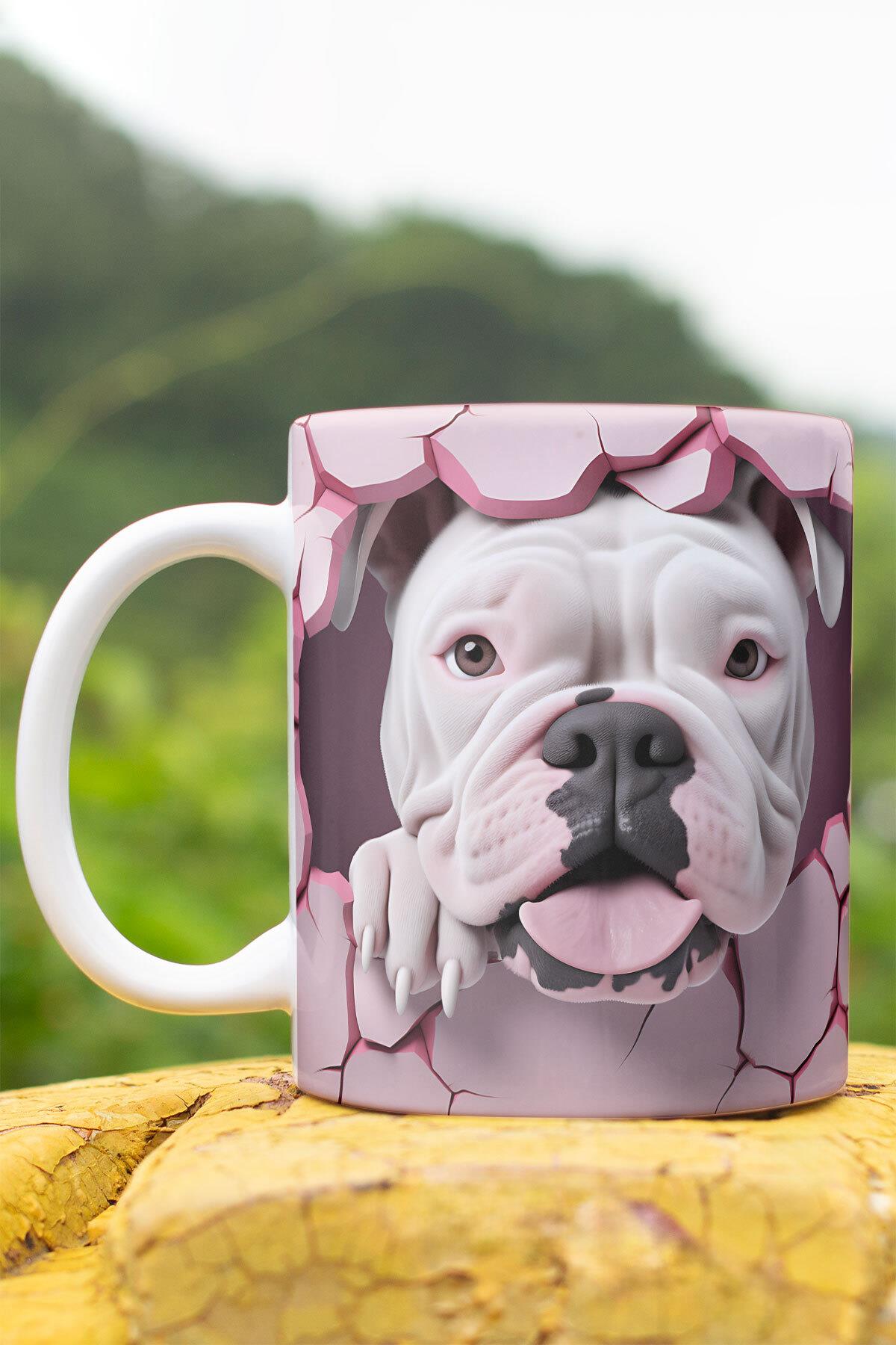 3D Görünümlü Sevimli Köpek Hediyelik No:1 3D Tasarım Baskılı Kupa Bardak Mug