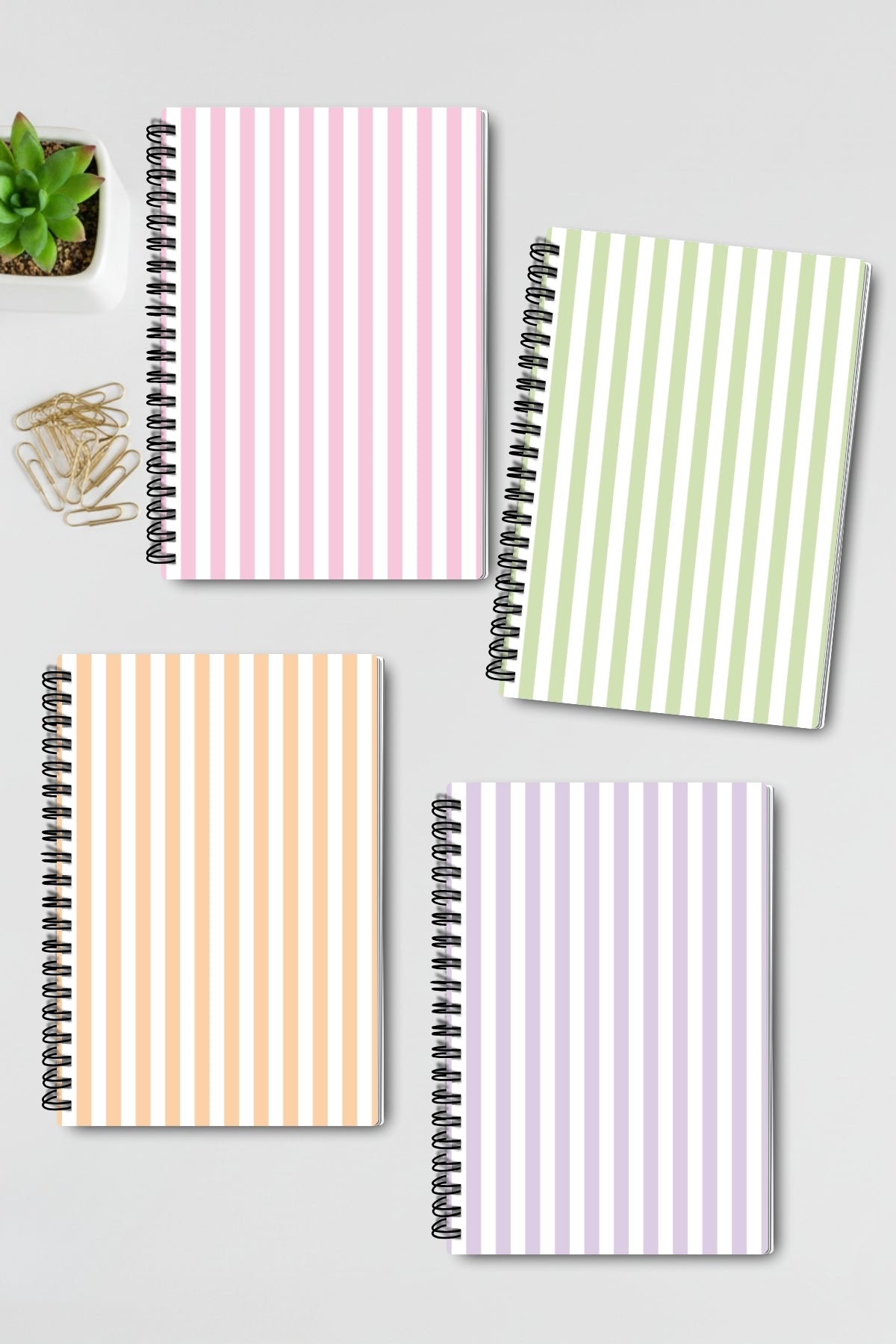 Pastel Renkler Temalı Tasarım Tel Spiralli 4'lü Hatıra Günlük Ajanda Anı Okul Defter Seti