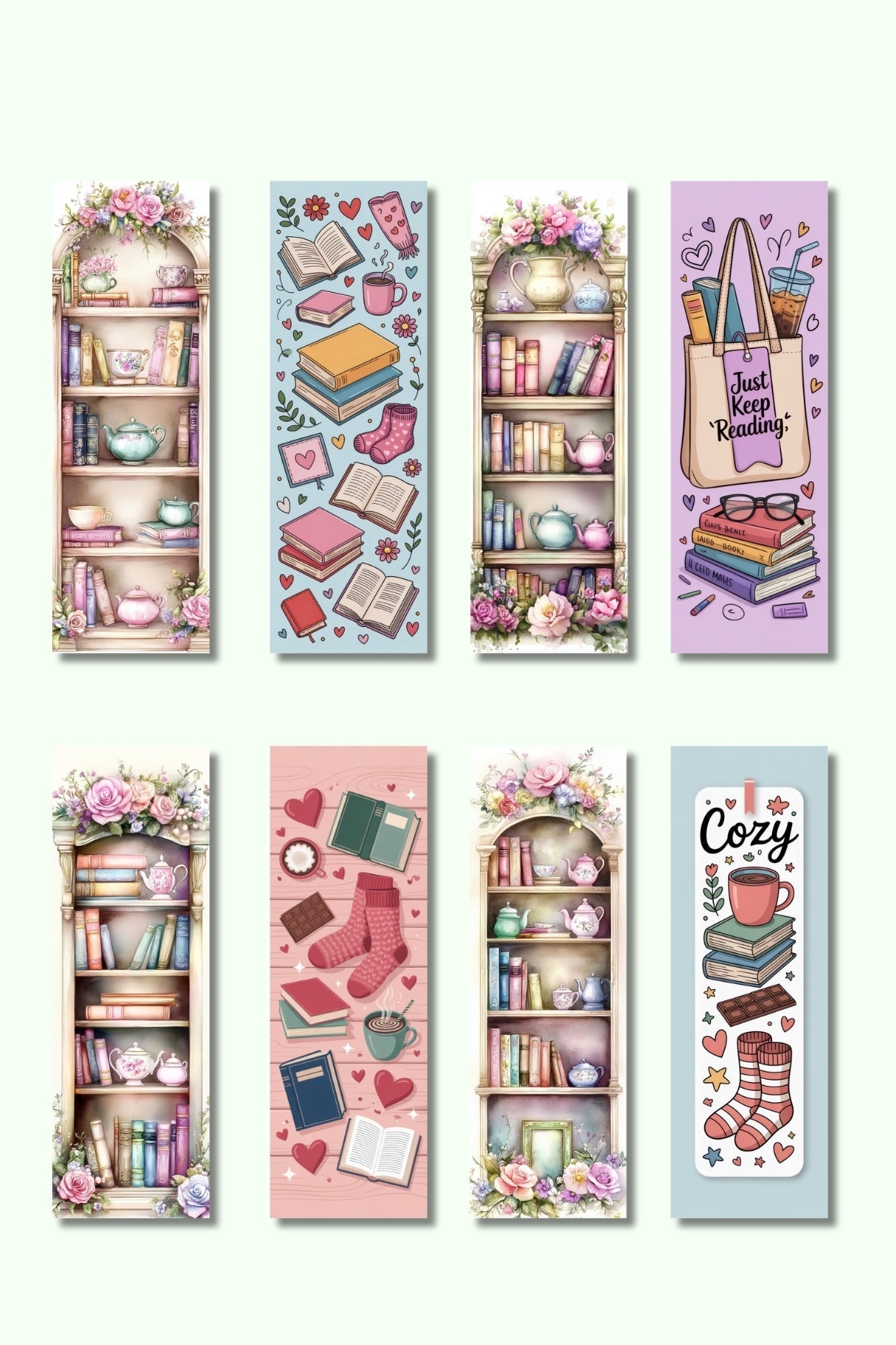 Renkli Kitaplar Tasarım Hediyelik 8'li Kitap Ayracı Seti