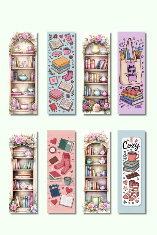 Renkli Kitaplar Tasarım Hediyelik 8'li Kitap Ayracı Seti