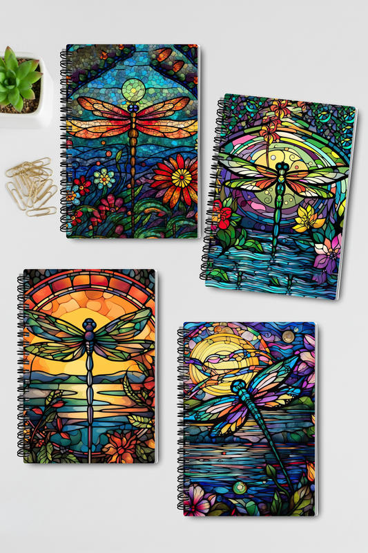 Renkli Yusufçuk Kuşları Tasarım Tel Spiralli 4'lü Hatıra Günlük Ajanda Anı Okul Defter Seti