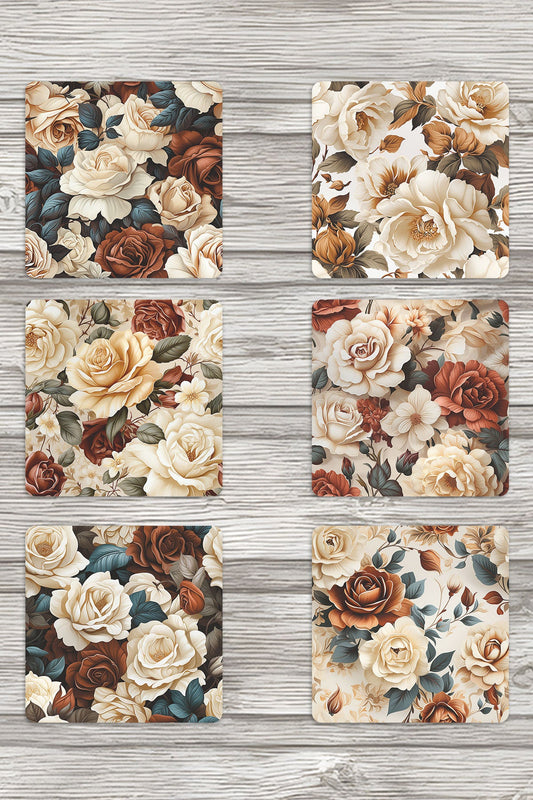 Minik Kuşlar No:1 Baskılı 6'lı Set Dekoratif Ahşap Kare Bardak Altlığı