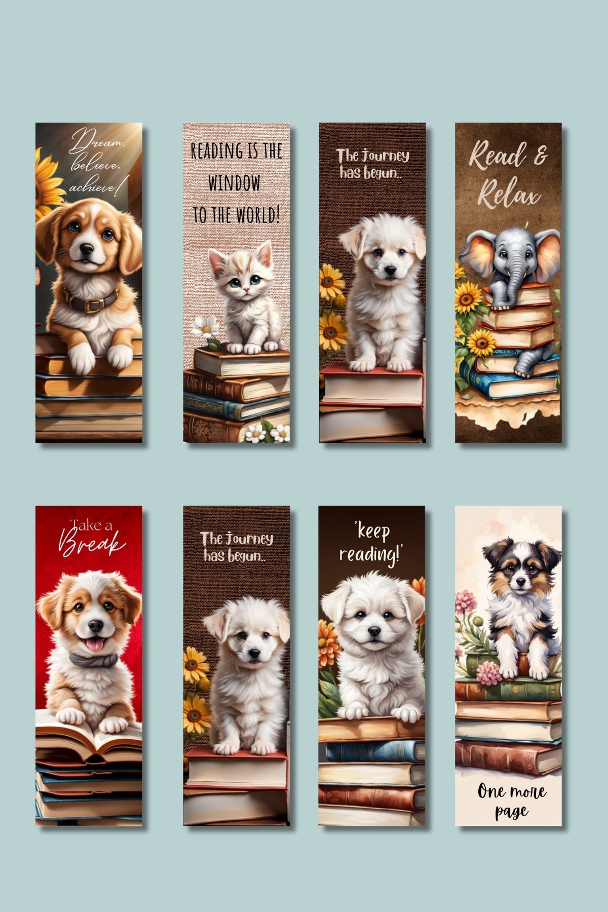 Sevimli Hayvvanlar Tasarım Hediyelik 8'li Kitap Ayracı Seti