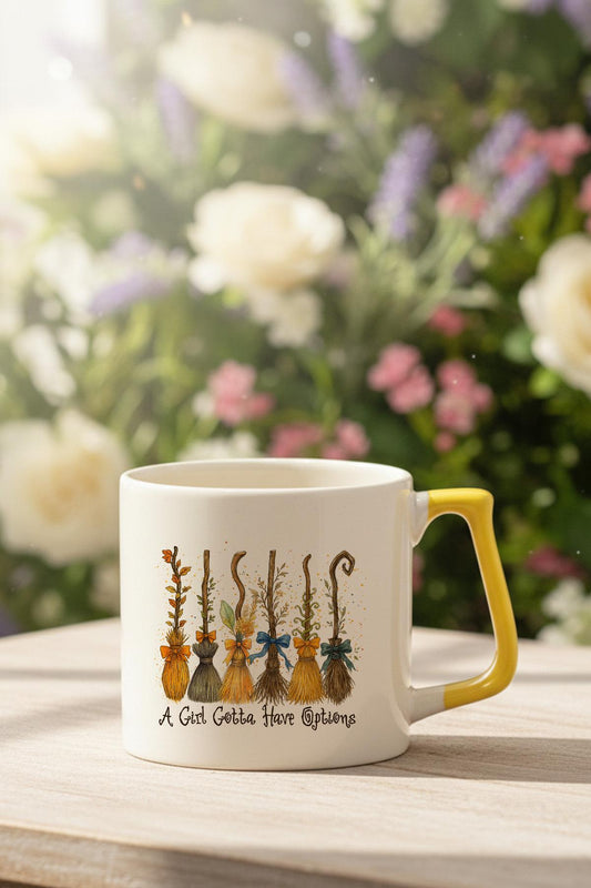 A Girl Gotta Have Options Baskılı Sarı D Kulplu Kupa Bardak