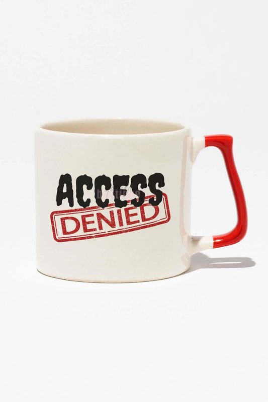 Acceess Denıed Eğlenceli Hediyelik Beyaz Baskılı Kırmızı Kulplu Modern Seramik Kupa