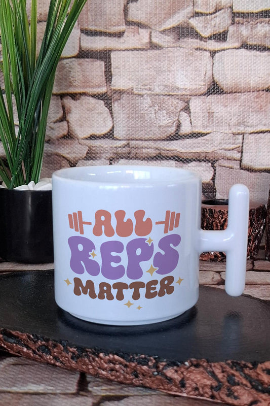All Reps Matter Yazılı Gym Spor Motivasyon Hediye Baskılı T Kulplu Latte Fincanı Kupa Bardak