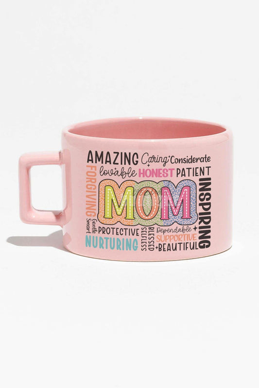 Amazing Mom Baskılı Anneler Günü Hediyelik Mavi Dikdörtgen Kulplu Fincan Kupa Bardak