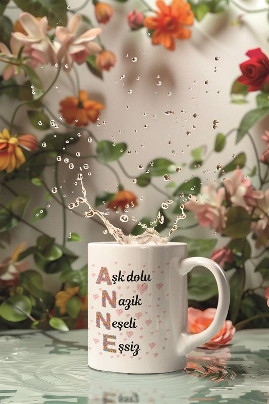 Anneler Günü Anneye Hediyelik Anne Akrostiş Baskılı Kupa Bardak