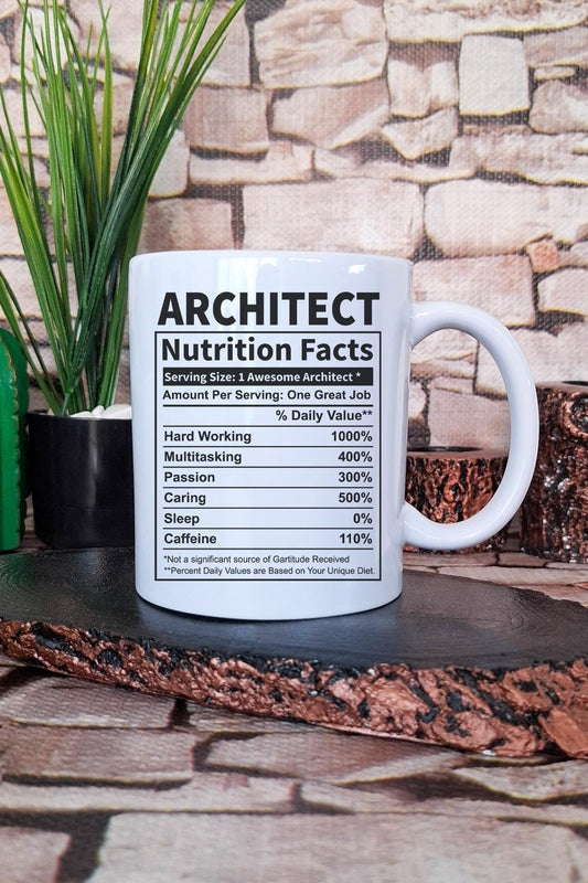 Architect Nutrition Facts Baskılı Mimar Hediyelik Kupa Bardak