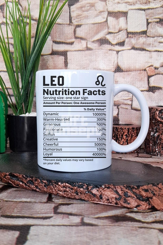 Aslan Burcu "Leo nutrition facts" Komik Hediyelik Baskılı Çay Kahve Sunum Kupa Bardak