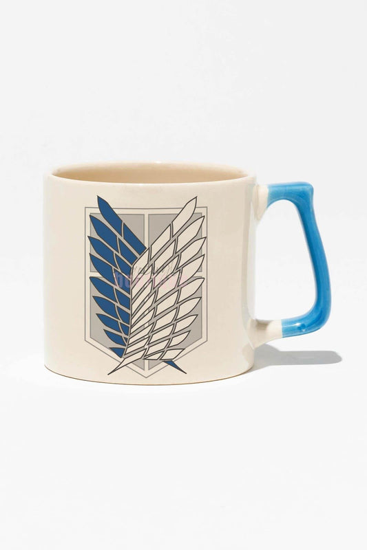 Atack On Titan Baskılı | Hediyelik | Mavi Kulplu Modern Seramik Kupa