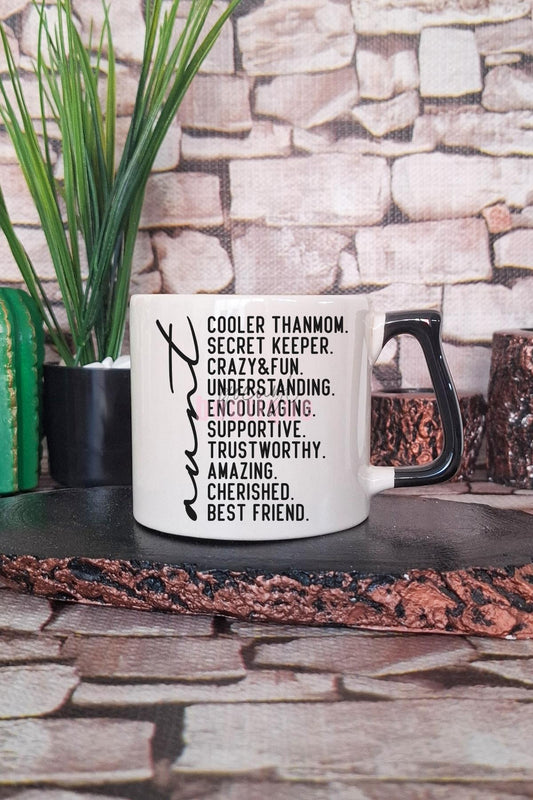 Aunt Güçlü Baskılı Karakterli Hala Teyze Hediyelik Kulplu Kupa Bardak