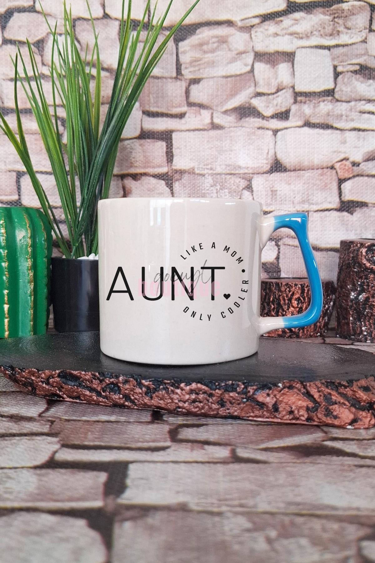Aunt Klasik Baskılı Hala Teyze Hediyelik Kulplu Kupa Bardak