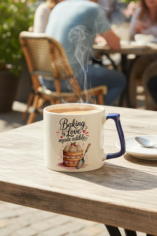 Baking Love Baskılı Lacivert D Kulplu Kupa Bardak