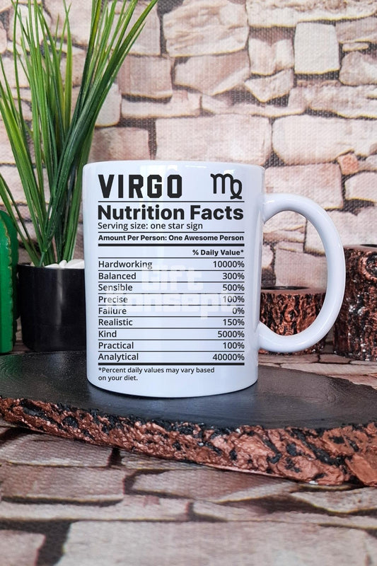 Başak Burcu "Virgo nutrition facts" Mizahi Hediyelik Baskılı Çay Kahve Sunum Kupa Bardak